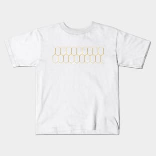 Honey comb hexagon gold (white) Kids T-Shirt